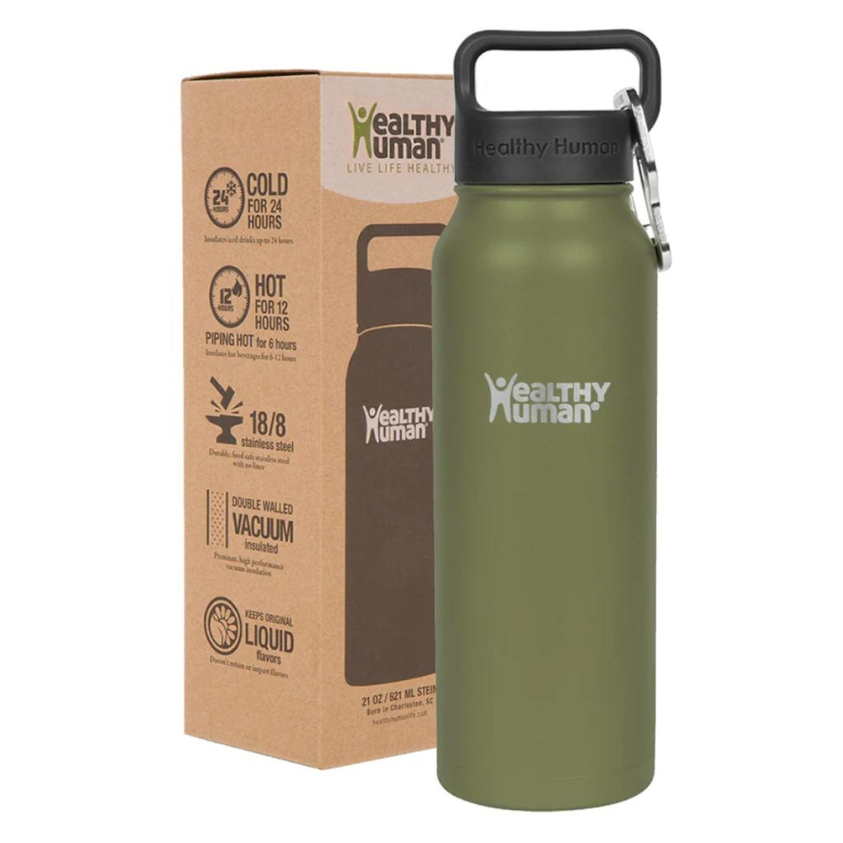 Healthy Human Μπουκάλι Θερμός Stein Bottle Olive - 621ml