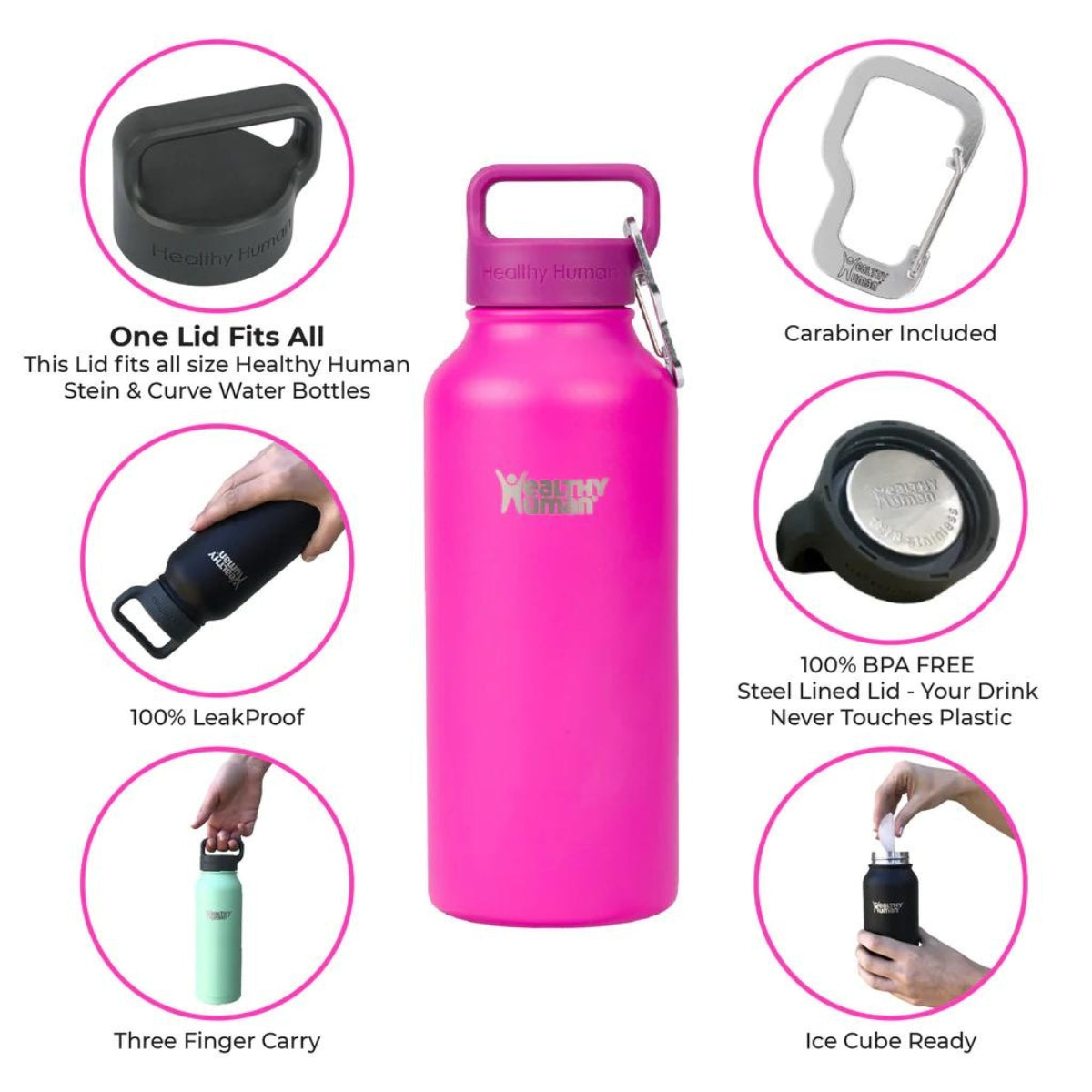 Healthy Human Μπουκάλι Θερμός Stein Bottle Poppin Pink - 621ml