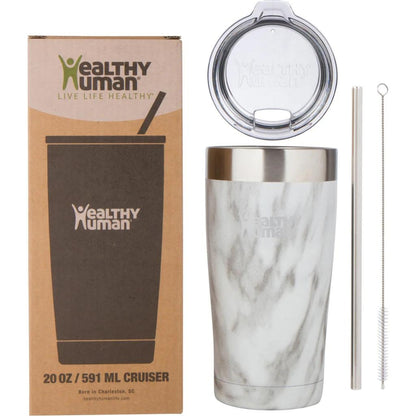 Healthy Human Ποτήρι Θερμός Cruiser Tumbler Stone White με Καλαμάκι - 591ml