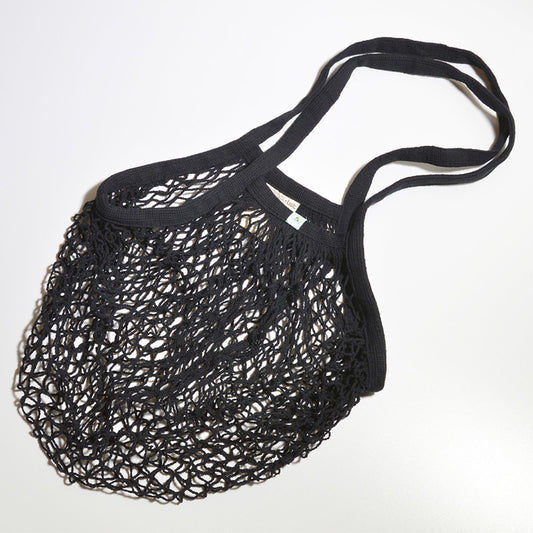 Minimal List Τσάντα Δίχτυ από Οργανικό Βαμβάκι με Μακριά Λαβή Black