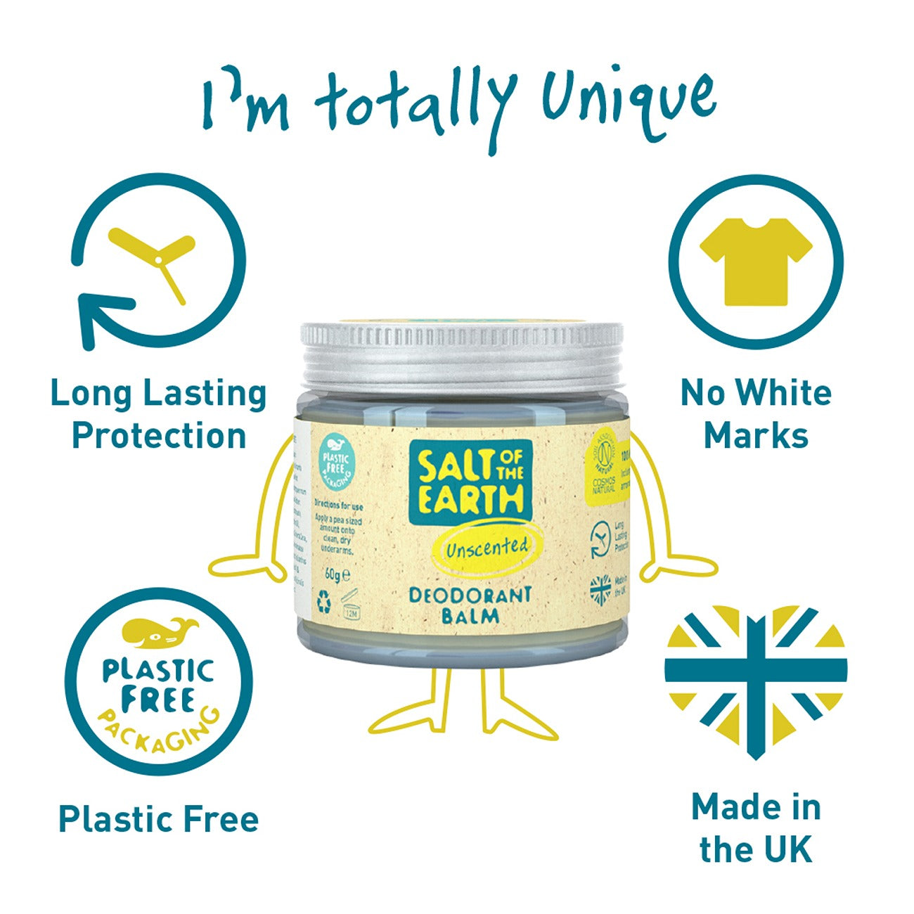 Salt of the Earth Vegan Αποσμητικό Balm χωρίς Άρωμα - 60gr