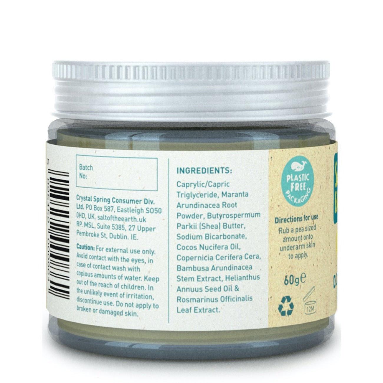 Salt of the Earth Vegan Αποσμητικό Balm χωρίς Άρωμα - 60gr